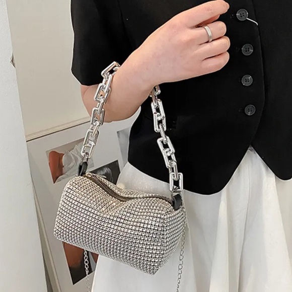 Alexander McQueen Handbags - New xs evening silver sparkly chain bag crossbody